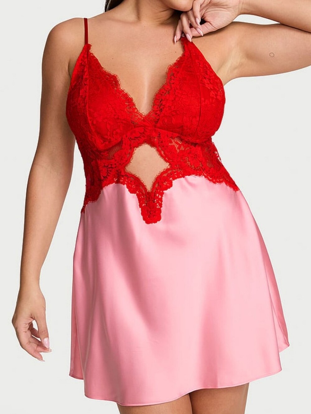 VS Dream Angels Satin & Lace Cutout Slip Dress Sz XL NWT